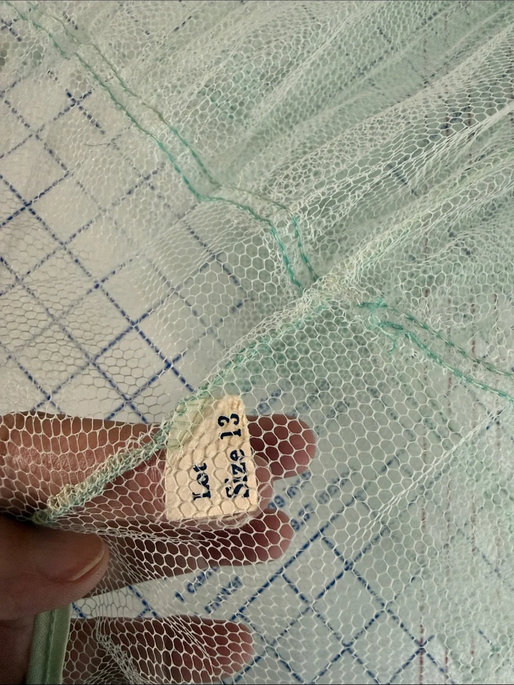 Vintage Aqua Nylon Tulle Petticoat Half Slip 1950s 1960s Heirloom Sewing Netting